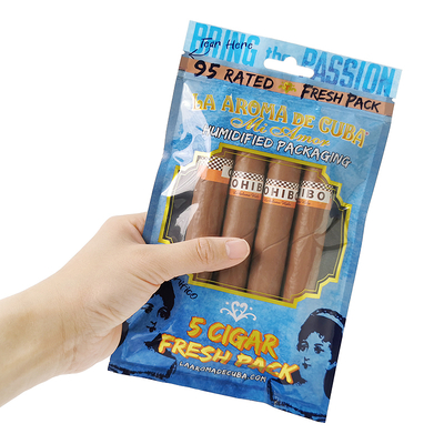 Custom Logo Ziplock Mylar Foil Cigar Packaging Bag Clear Plastic Side Gusset for Household Products and Cigars