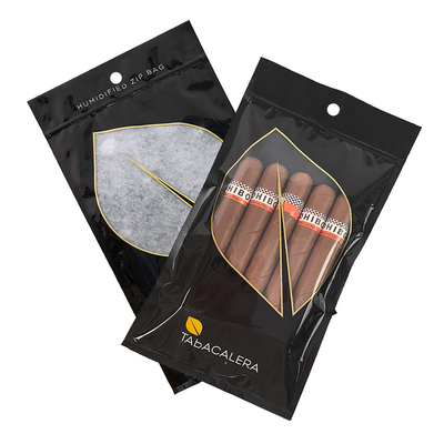Custom PE PET Plastic Packaging Moisture-Proof Reusable Zip Lock Mylar Bag Standing Design for Tobacco Cigars Hot Stamping