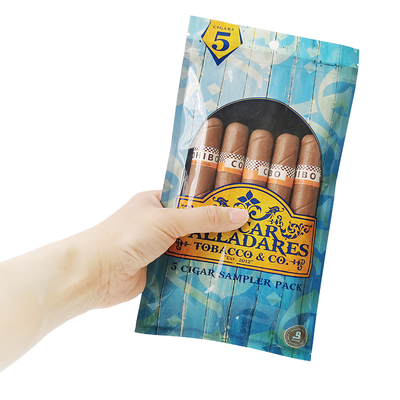 Custom Gravure Printing Humidified Cigar Bags Ziplock Humidity Cigar Bags 5 Cigars Simple Pack with Clear Window Plastic Packing