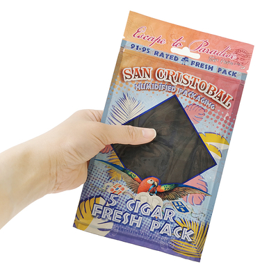 Custom Gravure Printing Humidified Cigar Bags Ziplock Humidity Cigar Bags 5 Cigars Simple Pack with Clear Window Plastic Packing