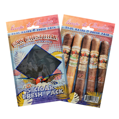 Custom Gravure Printing Humidified Cigar Bags Ziplock Humidity Cigar Bags 5 Cigars Simple Pack with Clear Window Plastic Packing