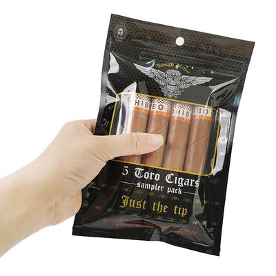 Custom Designed Moisture-Proof Flat Bags Printed Heat Sealable Aluminum Foil Mylar 3 Side Seal for Tobacco Leaf Cigar Wraps