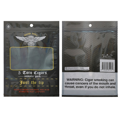 Custom Designed Moisture-Proof Flat Bags Printed Heat Sealable Aluminum Foil Mylar 3 Side Seal for Tobacco Leaf Cigar Wraps