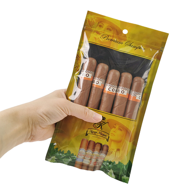 Custom Printing Humidor Package Plastic Three Side Seal Ziplock Cigar Bag Cigarillo Packaging Pouch cigar humidor humidifier