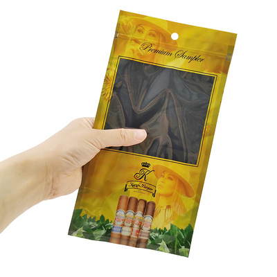 Custom Printing Humidor Package Plastic Three Side Seal Ziplock Cigar Bag Cigarillo Packaging Pouch cigar humidor humidifier