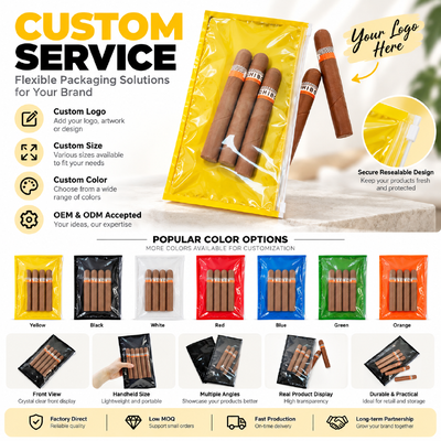 Portable Modern Cigar Humidor Bag Waterproof Self-Lock Zipper Moisture-Proof Humidity Control Storage Travel Outdoor Use