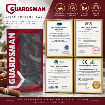 Custom Printing Cigar Plastic Packaging Bags Hand Rolling Tobacco 3 Side Seal Ziplock Pouch Bag With Window