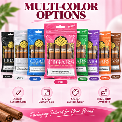 Volume 5 Cigars Humidified Cigar Bags Designed with OPP LDPE Laminated Material Providing Moisture Barrier and Preserving Cigar