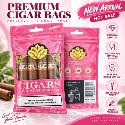 Volume 5 Cigars Humidified Cigar Bags Designed with OPP LDPE Laminated Material Providing Moisture Barrier and Preserving Cigar