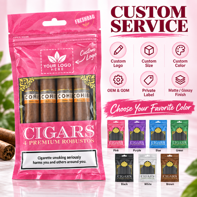 Volume 5 Cigars Humidified Cigar Bags Designed with OPP LDPE Laminated Material Providing Moisture Barrier and Preserving Cigar