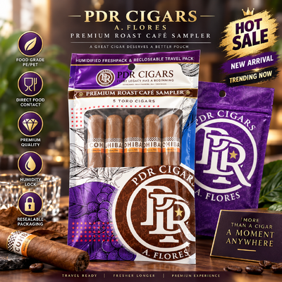 Custom Printing logo Humidified Cigar Bag with Ziplock and Clear Window Resealable Humidity Pouch for 5 Cigars Storage Packing