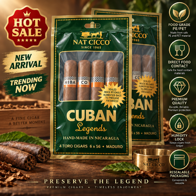 Custom Printing logo Humidified Cigar Bag with Ziplock and Clear Window Resealable Humidity Pouch for 5 Cigars Storage Packing