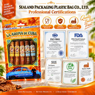 Cigars Depending On Size Custom Cigar Bags Featuring MOPP PE Material Structure Offering Freshness Preservation
