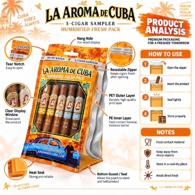 Cigars Depending On Size Custom Cigar Bags Featuring MOPP PE Material Structure Offering Freshness Preservation