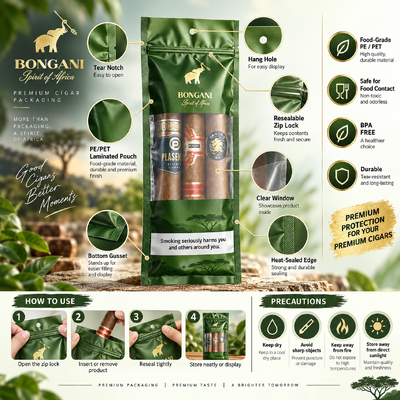 Bag cigar packaging bag custom color moisture barrier and UV protection properties ensuring long term cigar preservation