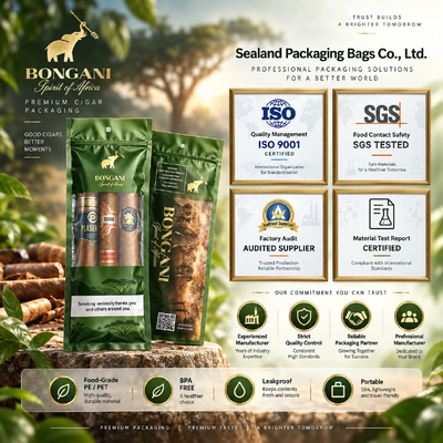 Bag cigar packaging bag custom color moisture barrier and UV protection properties ensuring long term cigar preservation