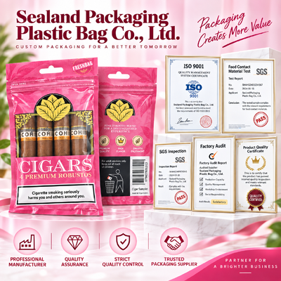 Tear-resistant And Puncture-resistant Cigar Packaging Bag Designed With Humidity Sheet Inside For Long-lasting Freshness