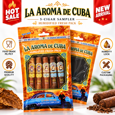 Cigar Moisturizing Plastic Zipper Bags Supplied with Humidity Sheet Custom Color Cigar Humidor Bags Designed to Extend Cigar Shelf Life