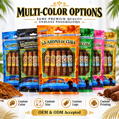 Cigar Moisturizing Plastic Zipper Bags Supplied with Humidity Sheet Custom Color Cigar Humidor Bags Designed to Extend Cigar Shelf Life