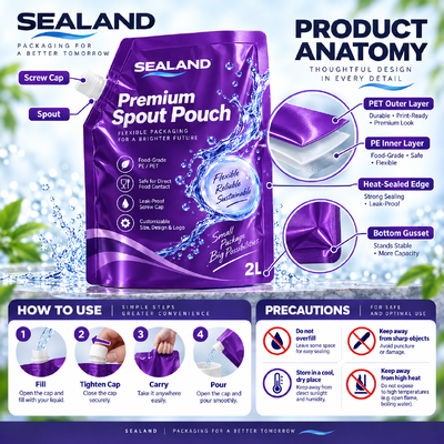Spout pouches liquid packaging offering customizable sizes shapes and materials suitable for diverse product requirements