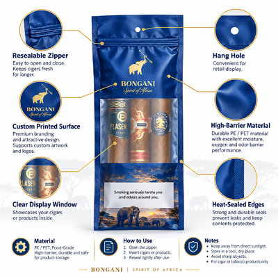 Food-grade TPU And PE plastic cigar bags 009mm thickness packaging option for cigar distributors requiring consistent and protection