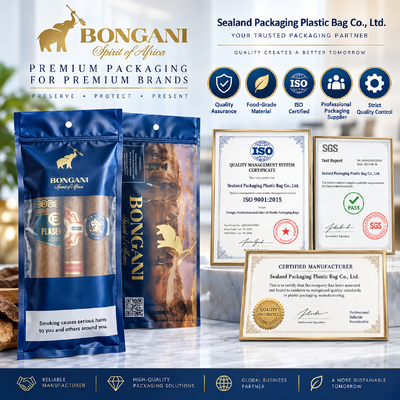 Food-grade TPU And PE plastic cigar bags 009mm thickness packaging option for cigar distributors requiring consistent and protection