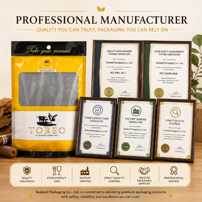Tear-resistant And Puncture-resistant Humidified Cigar Bags Custom Color Durable Packaging For Long Term Cigar Freshness