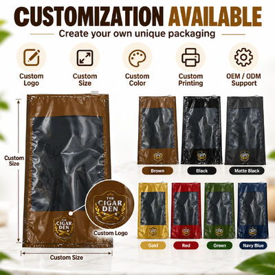 5 Cigars Volume Cigar Humidor Bags Tear-resistant Puncture-resistant Plastic Zipper Bags Ideal for Cigar Moisturizing and Storage