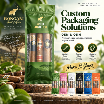 Small Size Cigar Humidor Bags Containing Humidity Sheet Inside Suitable for Storing 5 Cigars Maintaining Optimal Conditions