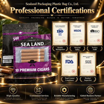Ziplock Design Cigar Humidor Bags Made From OPP LDPE Laminated Material And Food Grade TPU PE Offering Durable Protection