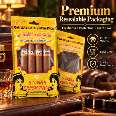Ziplock Design cigar bags custom custom color resealable packaging designed to protect cigars from environmental factors