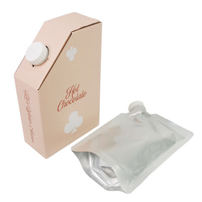 Customized Juice bags in box packaging with tap enabling controlled dispensing and reducing waste in beverage packaging
