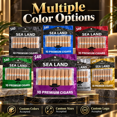 Tear-resistant and puncture-resistant plastic cigar bags medium size packaging option for cigars needing protection from environmental damage