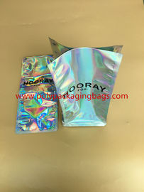 Fruit And Snack Storage Stand Up Foil Ziplock Bags Sliver Laser Film Hologram Heat Sealed