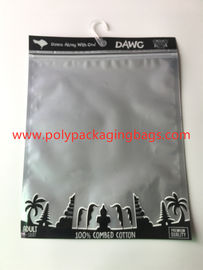 Custom Printed Laminated Zip Plastic Poly Bag With Hanger For Garment / Underwear