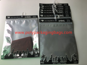 Custom Printed Laminated Zip Plastic Poly Bag With Hanger For Garment / Underwear