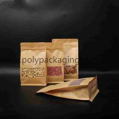 Kraft paper composite zipper bag with frosted window in front