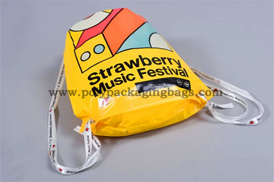 40L 0.05mm PE Plastic Drawstring Backpack For Clothing Drawstring Plastic Bags