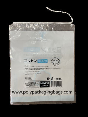 0.04mm LDPE Plastic Drawstring Bags For Cotton Cosmetic Packaging