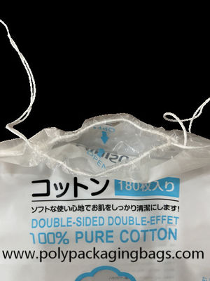 0.04mm LDPE Plastic Drawstring Bags For Cotton Cosmetic Packaging