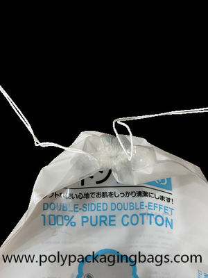 0.04mm LDPE Plastic Drawstring Bags For Cotton Cosmetic Packaging