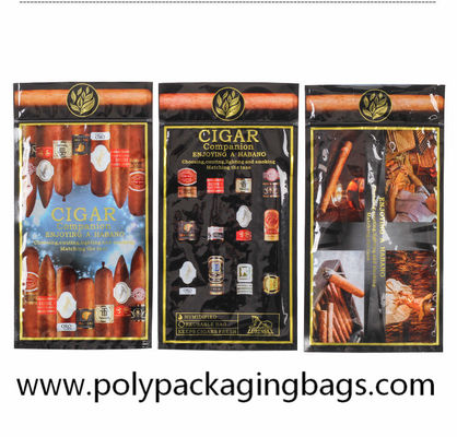 Three Side Seal 0.09mm Resealable Cigar Ziplock Bags Tobacco Humidor Bag