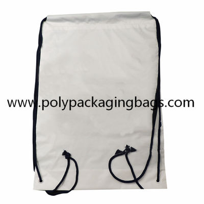 Biodegradable Frosted CPE Plastic Drawstring Backpack Printing Size Custom