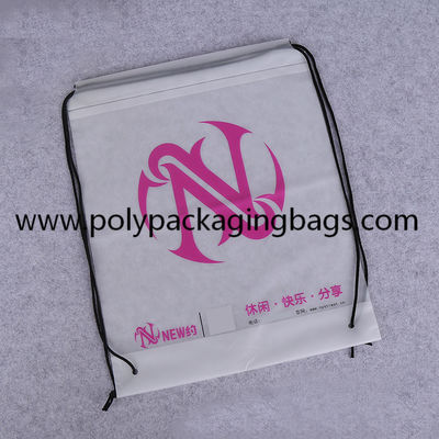 Biodegradable Frosted CPE Plastic Drawstring Backpack Printing Size Custom