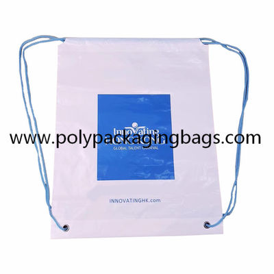 Biodegradable Frosted CPE Plastic Drawstring Backpack Printing Size Custom