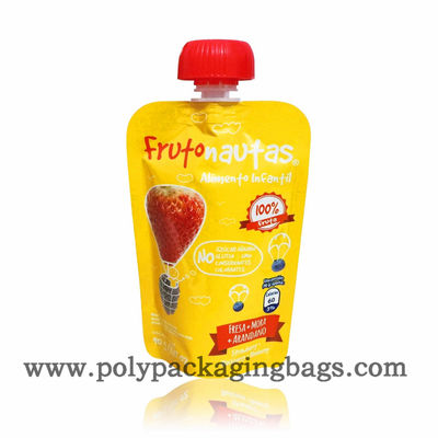 Gravure Printing 0.18mm Fruit Juice Pouch With Suction Nozzle