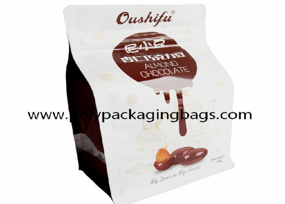 Custom Chocolate Candy 8 Side Sealing Bag Square Bottom Aluminum Foil Bag Side Gusset Pouch