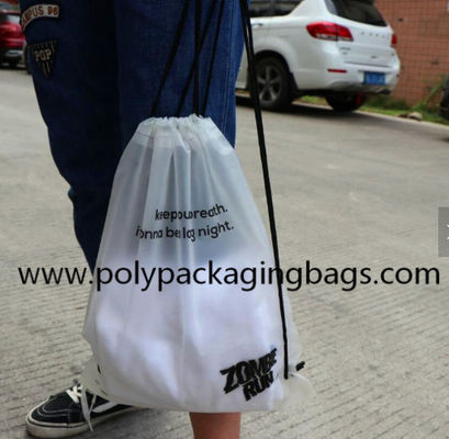 0.07mm White Frosted CPE Drawstring Back Pack For Fitness Convenient Storage Bag For Swimming, Fitness, Yoga, Outing