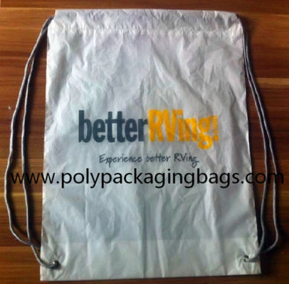 0.07mm White Frosted CPE Drawstring Back Pack For Fitness Convenient Storage Bag For Swimming, Fitness, Yoga, Outing