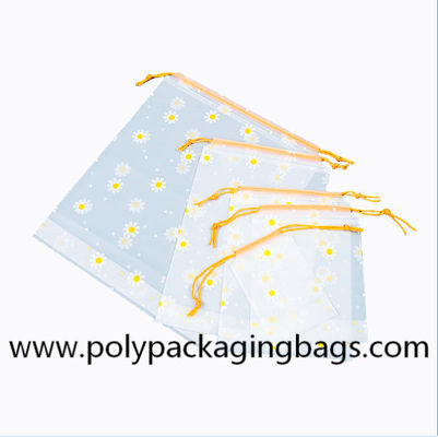 2 Colors Gravure Printing Frosted CPE Drawstring Packaging Bags Drawstring Travel Pouch